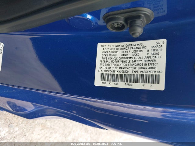 Honda Civic Coupe Sport 2019 2HGFC4B81KH305809 Image 9