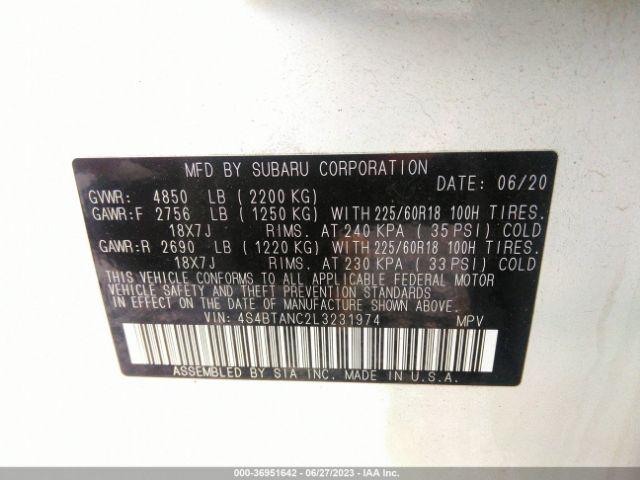 4S4BTANC2L3231974 Subaru Outback Limited