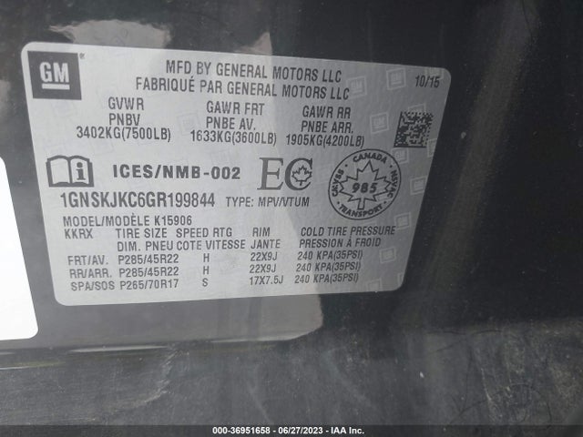 Chevrolet Suburban Ltz 2016 1GNSKJKC6GR199844 Image 15