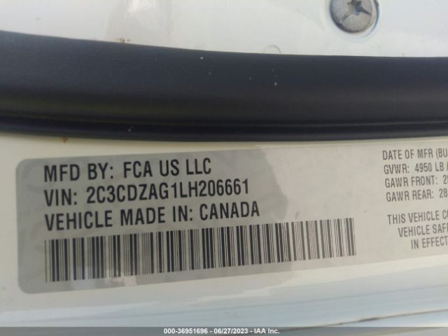 2C3CDZAG1LH206661 Dodge Challenger Sxt