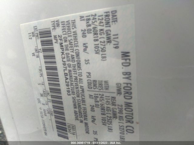 2FMPK3J97LBA29193 Ford Edge St Line