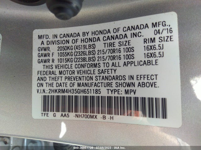 Honda CR-V LX 2016 2HKRM4H35GH651185 Image 9