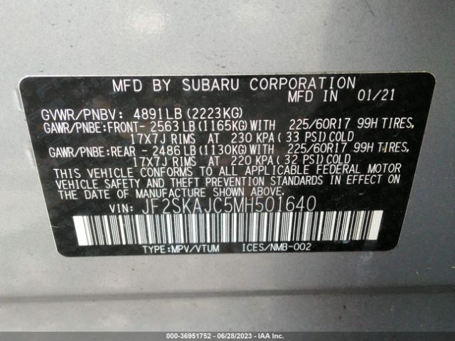 JF2SKAJC5MH501640 Subaru Forester Premium