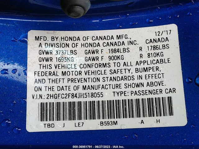 Honda Civic Sedan Ex 2018 2HGFC2F84JH518055 Image 9