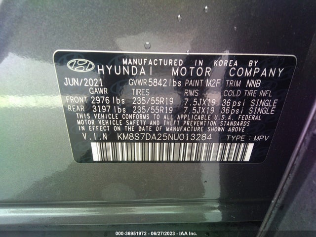 2022 Hyundai Santa Fe, VIN: KM8S7DA25NU013284