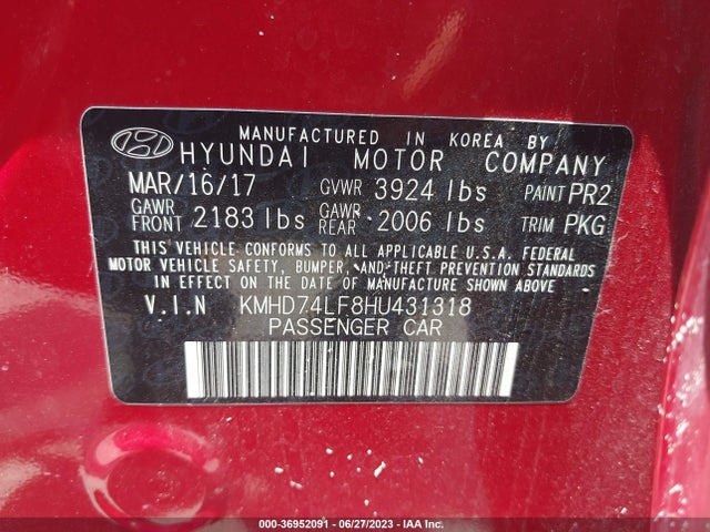 Hyundai ELANTRA SE 2017 KMHD74LF8HU431318 Image 16
