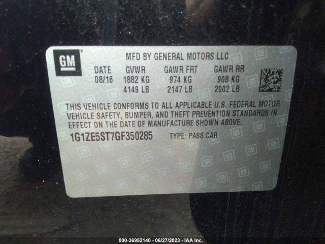 Chevrolet MALIBU 1LT 2016 1G1ZE5ST7GF350285 Image 9