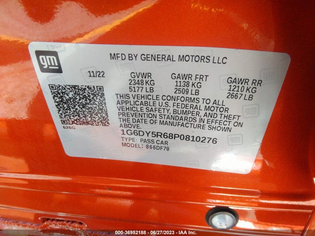 1G6DY5R68P0810276 Cadillac Ct5-v Blackwing