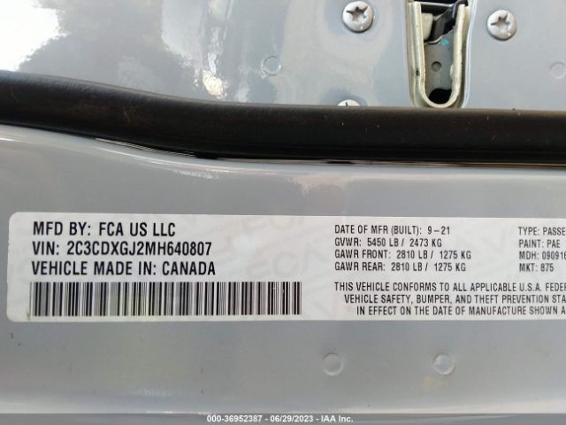 2C3CDXGJ2MH640807 Dodge Charger Scat Pack