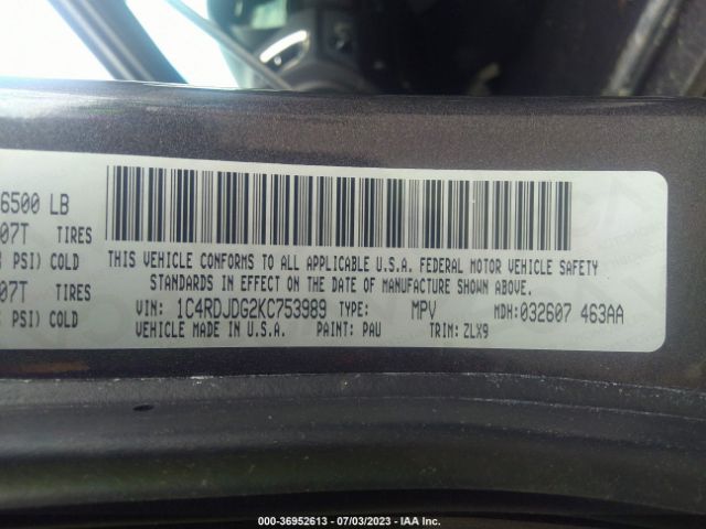 1C4RDJDG2KC753989 Dodge Durango Gt Plus