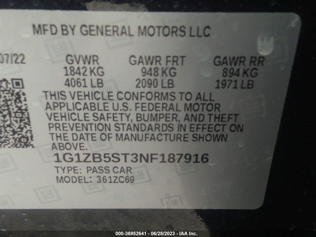 Chevrolet MALIBU LS 2022 1G1ZB5ST3NF187916 Image 9
