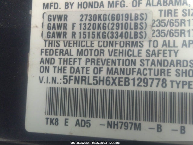 Honda Odyssey Ex-l 2014 5FNRL5H6XEB129778 Image 9