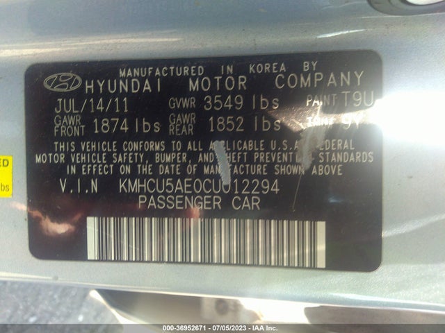 2012 HYUNDAI ACCENT SE VIN: KMHCU5AE0CU012294