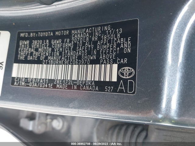 Toyota Corolla L/le/s/s Plus/le Plus 2014 2T1BURHE9EC063970 Image 15