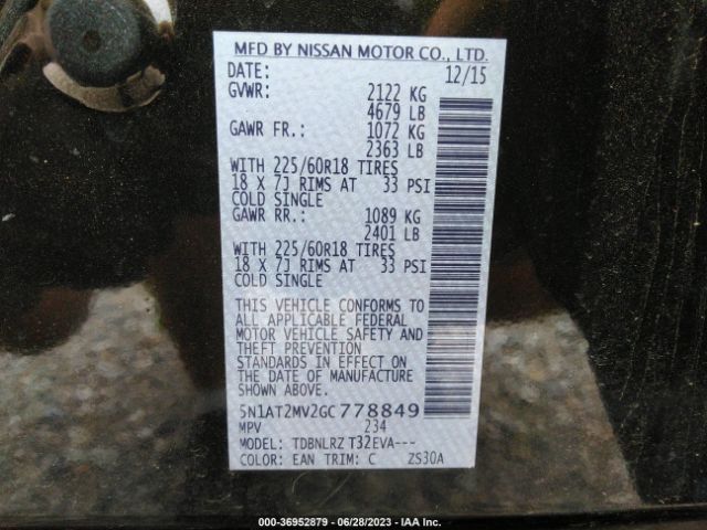 5N1AT2MV2GC778849 Nissan Rogue Sl