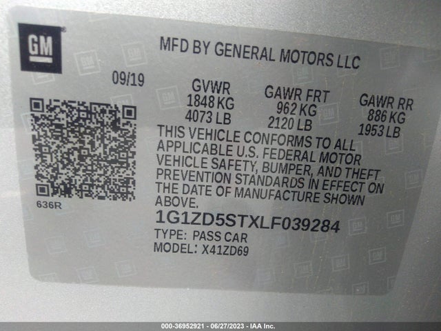 Chevrolet MALIBU LT 2020 1G1ZD5STXLF039284 Image 9