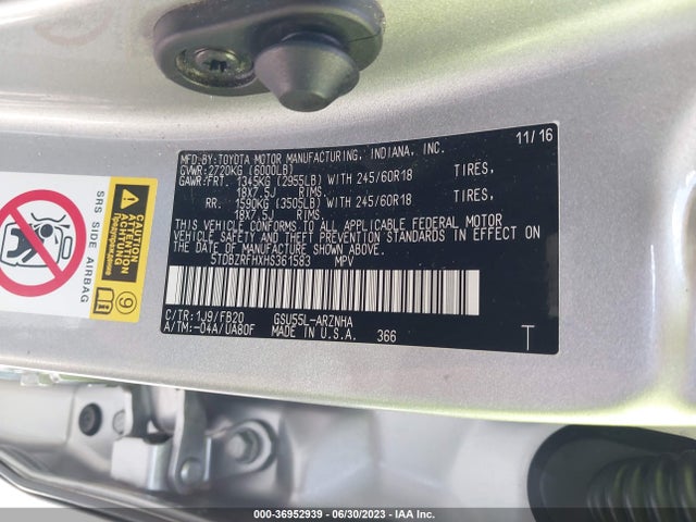 Toyota Highlander Le 2017 5TDBZRFHXHS361583 Image 9