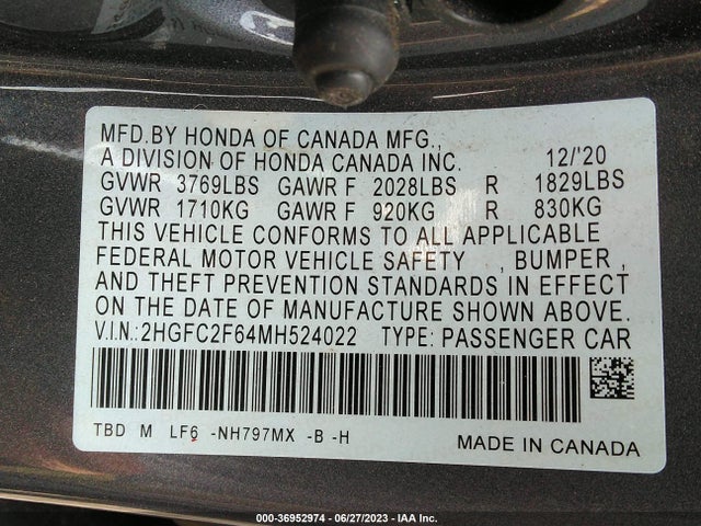 Honda Civic Sedan Lx 2021 2HGFC2F64MH524022 Image 9