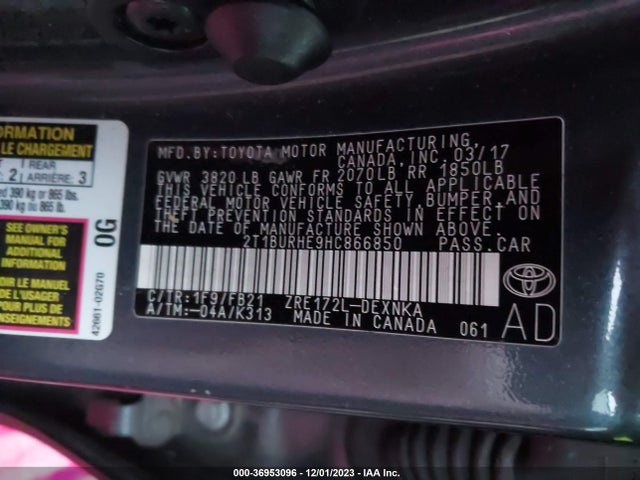 Toyota COROLLA LE 2017 2T1BURHE9HC866850 Image 9