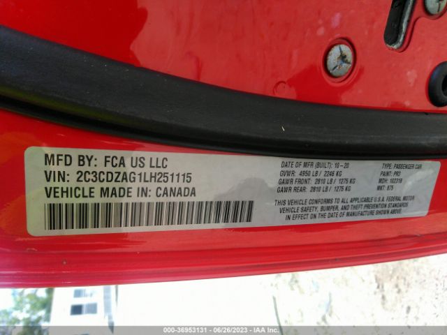 2C3CDZAG1LH251115 Dodge Challenger Sxt