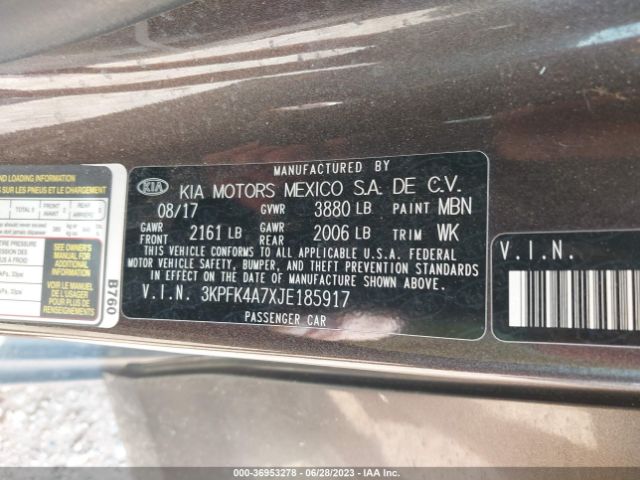 3KPFK4A7XJE185917 KIA FORTE LX
