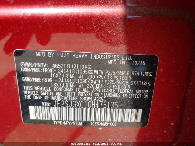 JF2SJGXC1GH475135 Subaru Forester 2.0xt Touring