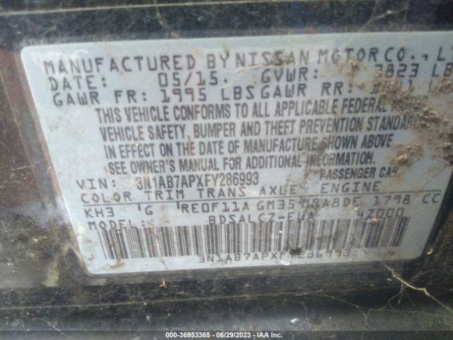 3N1AB7APXFY286993 Nissan SENTRA S