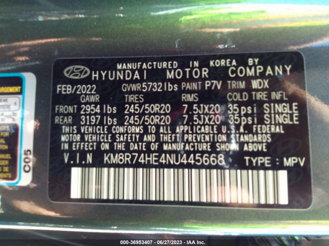 2022 HYUNDAI PALISADE CALLIGRAPHY VIN: KM8R74HE4NU445668