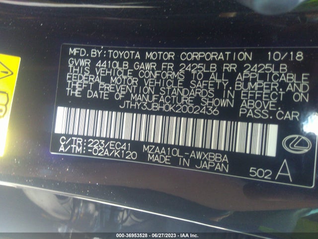 JTHY3JBH0K2002436 Lexus Ux Ux 200