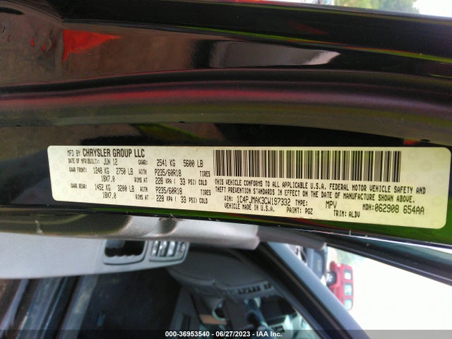 2012 JEEP LIBERTY SPORT LATITUDE VIN: 1C4PJMAK3CW197332