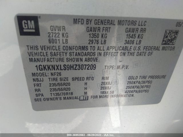 1GKKNXLS9HZ307209 GMC Acadia Denali
