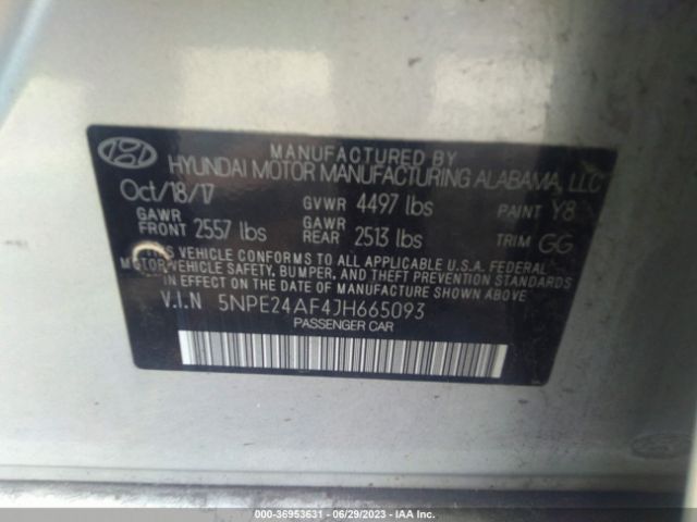 5NPE24AF4JH665093 Hyundai SONATA SE