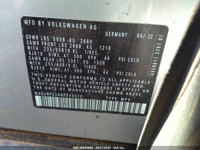2022 Volkswagen ID.4, VIN: WVGJNPE26NP040070