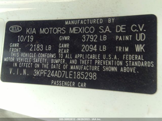 3KPF24AD7LE185298 KIA Forte Lxs