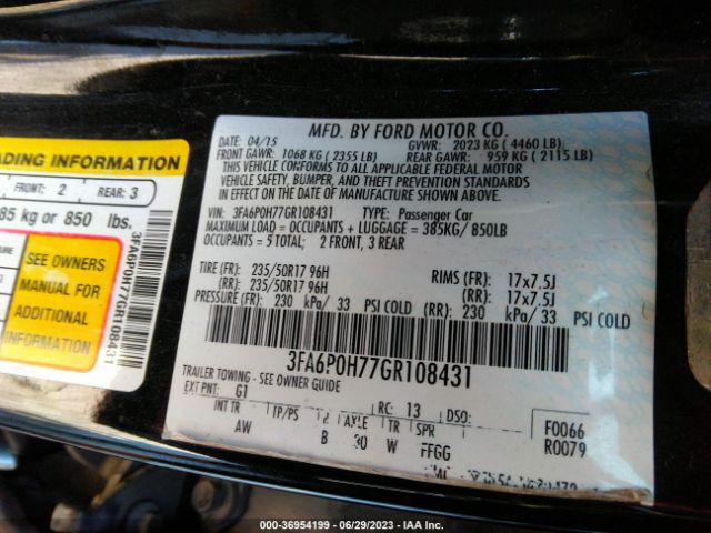 3FA6P0H77GR108431 Ford FUSION SE