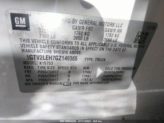 1GTV2LEH7GZ149365 GMC SIERRA 1500