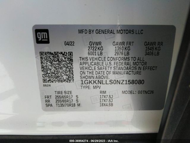 1GKKNLLS0NZ158080 GMC Acadia At4
