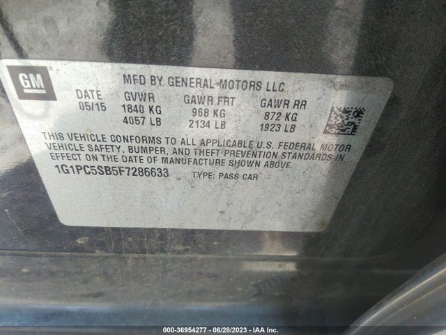 Chevrolet CRUZE LT 2015 1G1PC5SB5F7286633 Image 9