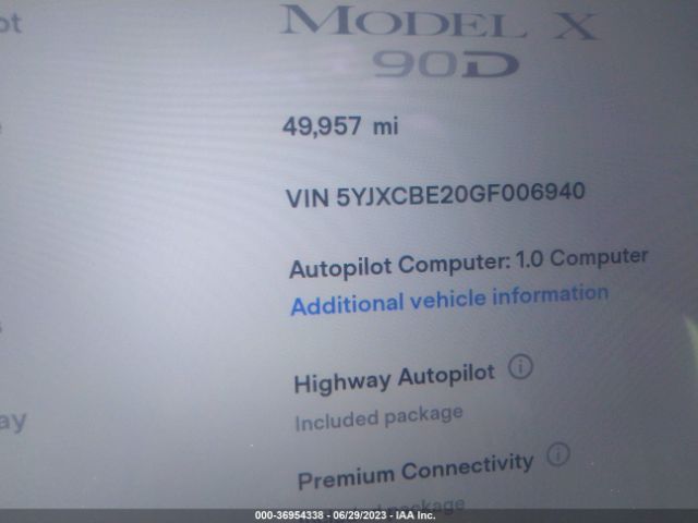 5YJXCBE20GF006940 Tesla Model X 70d/90d/75d/60d/p100d