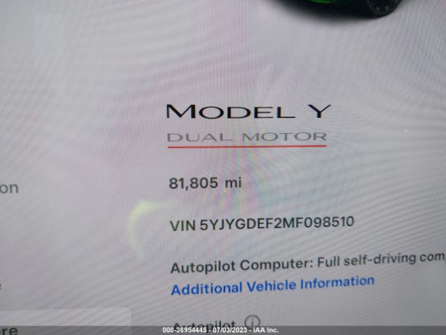 5YJYGDEF2MF098510 Tesla Model Y Performance