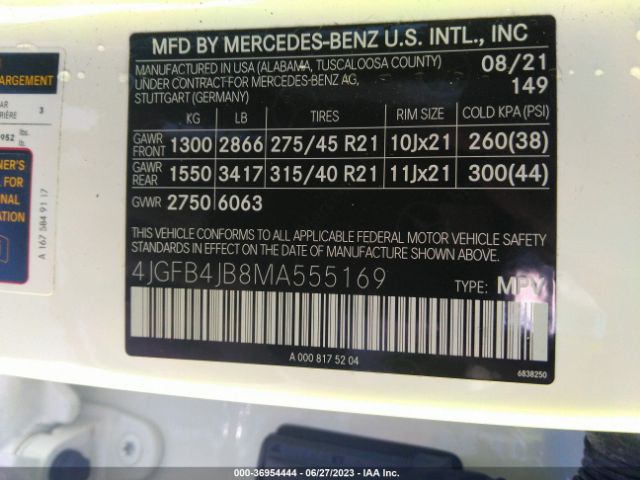 4JGFB4JB8MA555169 Mercedes-Benz Gle Gle 350