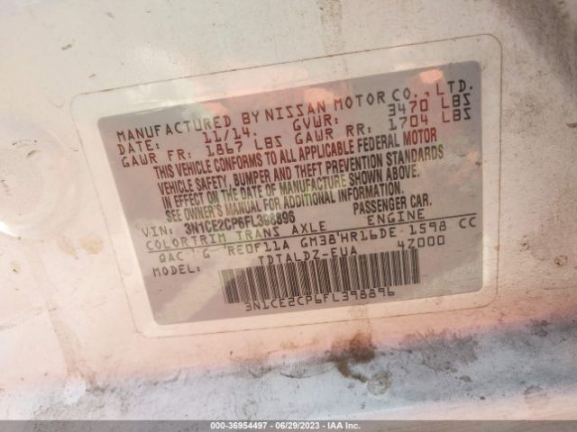 3N1CE2CP6FL398896 Nissan Versa Note Sv