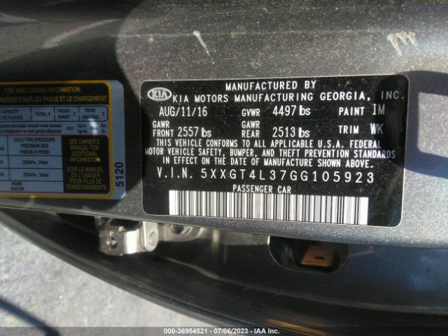 5XXGT4L37GG105923 KIA Optima Lx