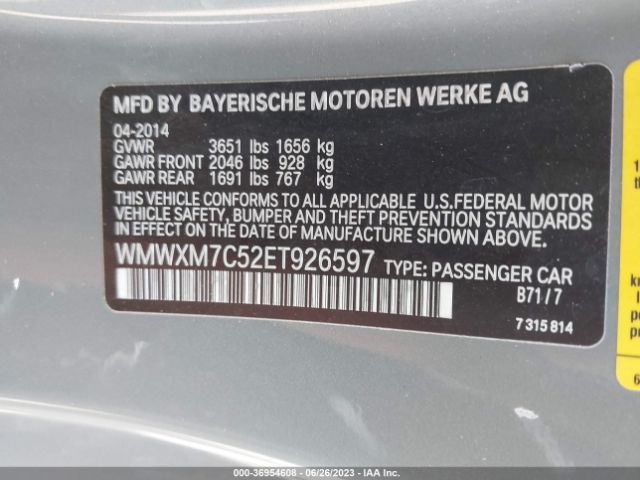 WMWXM7C52ET926597 Mini Cooper Hardtop S