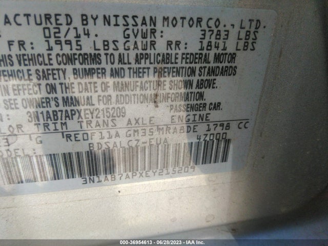 Nissan SENTRA S 2014 3N1AB7APXEY215209 Image 10