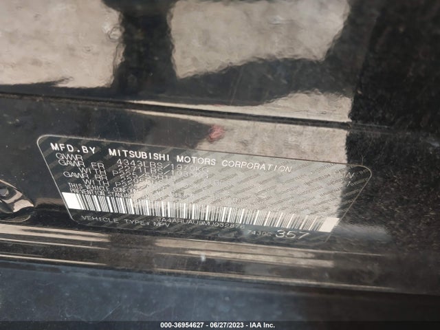 JA4ARUAU9MU032876 Mitsubishi Outlander Sport Es/se/le/be