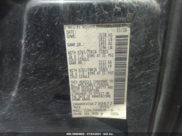 1N6AD0EV5GN730672 Nissan Frontier S/sv/pro-4x/sl
