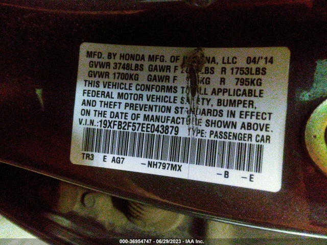 Honda Civic Sedan Lx 2014 19XFB2F57EE043879 Image 9