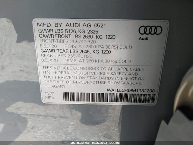 WA1EECF39M1132288 Audi Q3 S Line Premium Plus