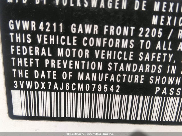 2012 VOLKSWAGEN JETTA SEDAN SE W/CONVENIENCE VIN: 3VWDX7AJ6CM079542